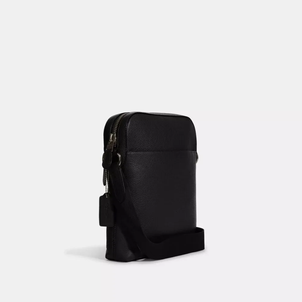 COACH 2PC Leather Houston Flight Bag Black Gunmetal‎ & Zip Card Case NWT